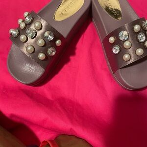 Liliana Gray Sandals with Studded Embellishments